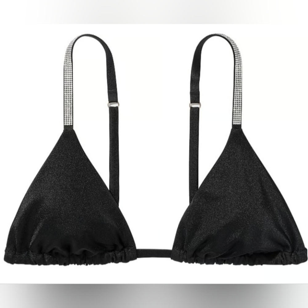 XXL/XXL VS Swim Shine Strap Triangle Bikini Top Diamanté Thong Bikini Set - Picture 2 of 4